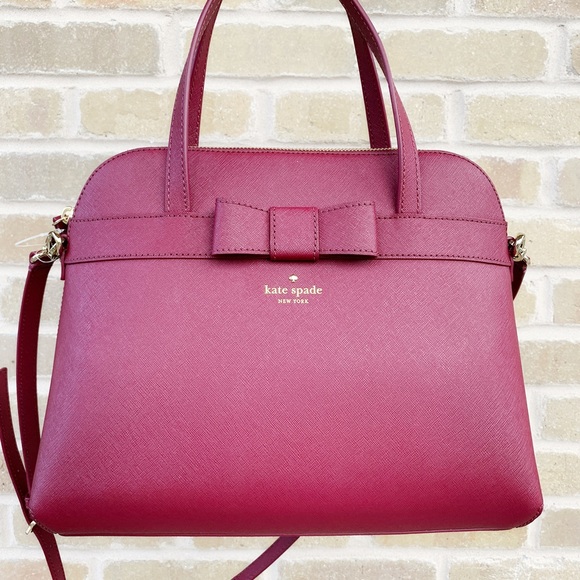 Kate spade large satchel burgundy bow SALE‼️ - Picture 3 of 8